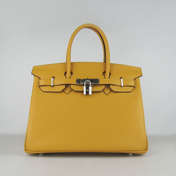 Replica Hermes Birkin 30CM Togo Leather Bag Yellow 6088 On Sale - Click Image to Close